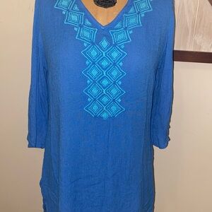 Lilly Pulitzer Blue Tunic with Teal Embroidery